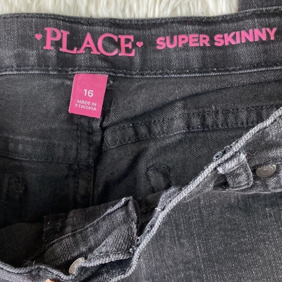 Girls Place Supper Skinny Size 16 Black Jeans - Picture 2 of 7